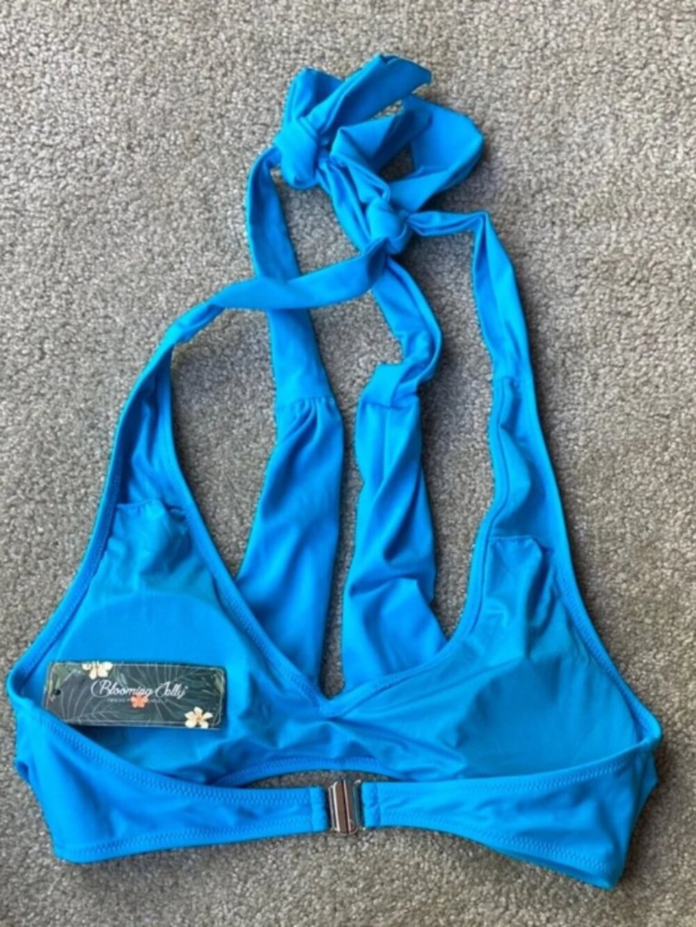 🪷NWT Blooming Jelly Women's Wrap Bikini Top Size M Aqua Blue - Picture 7 of 11